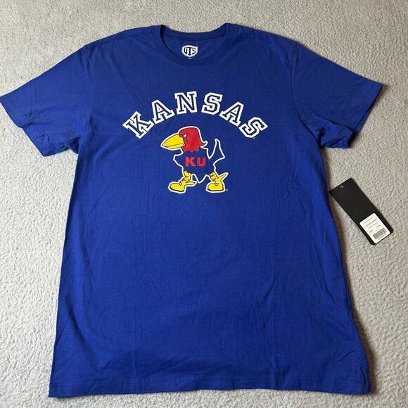 Kansas Jayhawks T Shirt Mens L Blue Short Sleeve Crew Neck Tee College‎ NCAA NEW - Picture 1 of 8